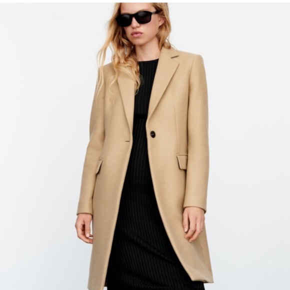 ZARA Menswear Style Wool Coat Manteco Light Tan - Picture 2 of 8